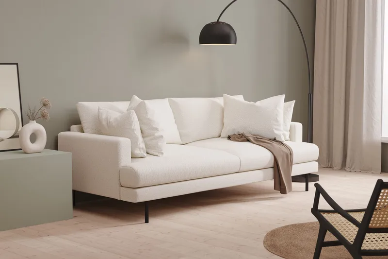Menard 4-sits Djup Soffa i Bouclé - Vit - Möbler - Soffa - 4 sits soffa