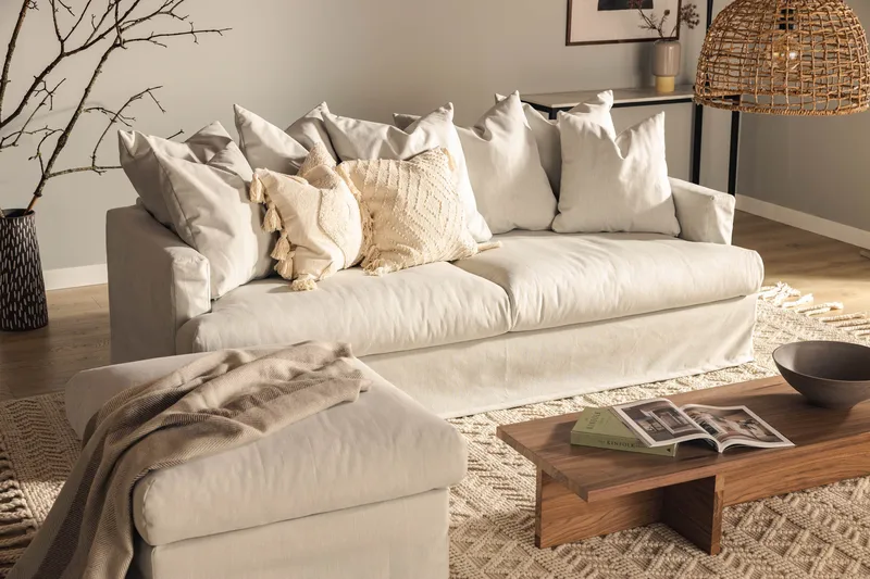 Menard 4-sits Djup Tygsoffa - Ljusgrå - Möbler - Soffa - 4 sits soffa