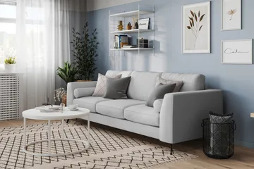 Ocean Lyx 3-sits Tygsoffa - Grå - Möbler - Soffa - 4 sits soffa