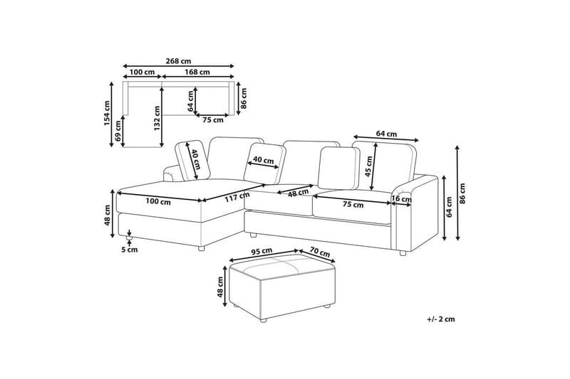 4-sitssoffa Kohlo Beige/svart, Högervänd - Beige/svart, Högervänd - Möbler - Soffa - Soffgrupp