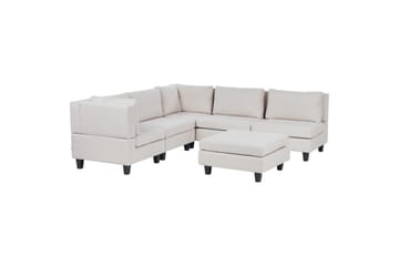 5-sits Hörnsoffa med fotpall Unstad Beige/svart, Högervänd, Polyester - Beige/svart, Högervänd, Polyester - Möbler - Soffa - Soffgrupp