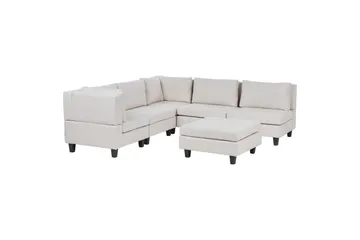 5-sits Hörnsoffa med fotpall Unstad Beige/svart, Högervänd, Polyester - Beige/svart, Högervänd, Polyester - Möbler - Soffa - Soffgrupp