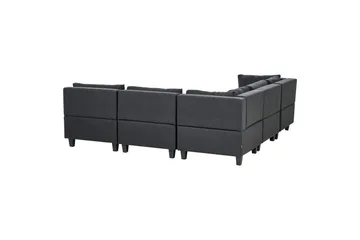 5-sits Hörnsoffa med fotpall Unstad Svart, Högervänd, Polyester - Svart, Högervänd, Polyester - Möbler - Soffa - Modulsoffa - Komplett modulsoffa