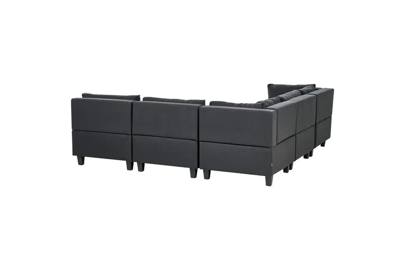 5-sits Hörnsoffa med fotpall Unstad Svart, Högervänd, Polyester - Svart, Högervänd, Polyester - Möbler - Soffa - Modulsoffa - Komplett modulsoffa