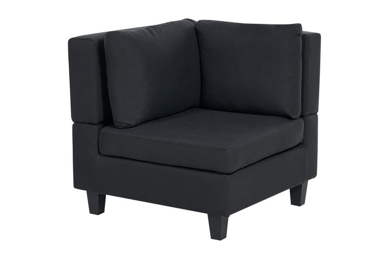 5-sits Hörnsoffa med fotpall Unstad Svart, Högervänd, Polyester - Svart, Högervänd, Polyester - Möbler - Soffa - Modulsoffa - Komplett modulsoffa