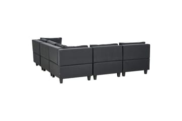 5-sits Hörnsoffa med fotpall Unstad Svart/svart, Vänstervänd, Polyester - Svart/svart, Vänstervänd, Polyester - Möbler - Soffa - Modulsoffa - Komplett modulsoffa