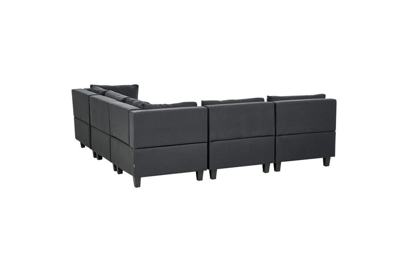5-sits Hörnsoffa med fotpall Unstad Svart/svart, Vänstervänd, Polyester - Svart/svart, Vänstervänd, Polyester - Möbler - Soffa - Modulsoffa - Komplett modulsoffa