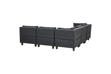 5-sits Hörnsoffa Unstad Svart, Högervänd, Polyester - Svart, Högervänd, Polyester - Möbler - Soffa - Hörnsoffa