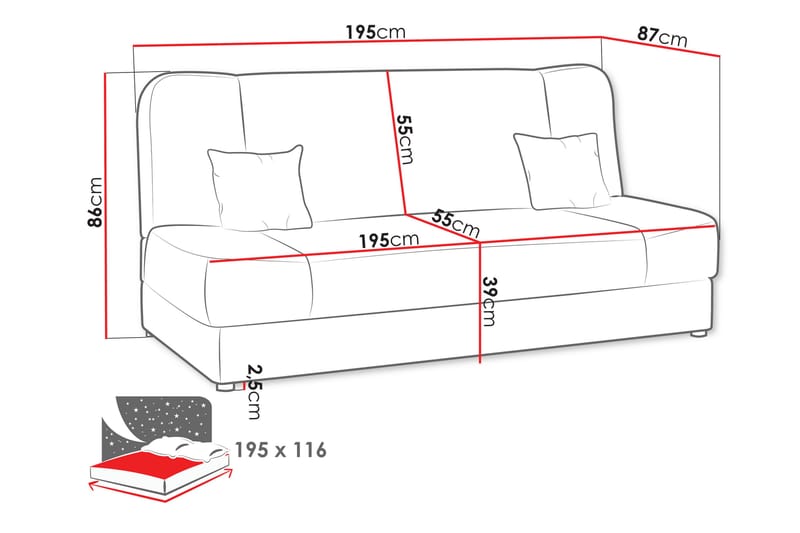 Abron Soffa 3-sits - Turkos/Flerfärgad - Möbler - Soffa - 3 sits soffa
