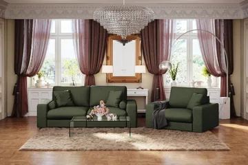 Adelsö by Gynning 3-sits Djup Soffa i Tyg - Grön - Möbler - Soffa - 3 sits soffa