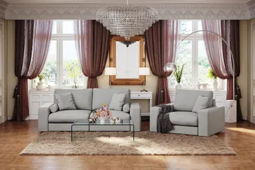 Adelsö by Gynning 3-sits Djup Soffa i Tyg - Ljusgrå - Möbler - Soffa - 3 sits soffa