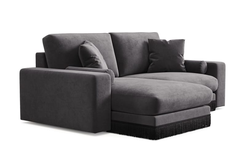 Adelsö by Gynning 3-sits Vändbar L-formad Djup Divansoffa i Sammet - Mörkgrå - Möbler - Soffa - Sammetssoffa