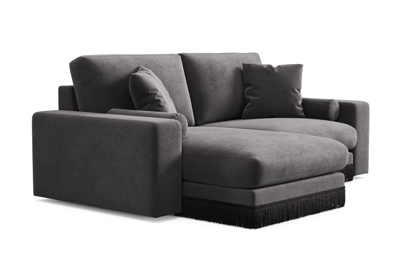 Adelsö by Gynning 3-sits Vändbar L-formad Djup Divansoffa i Sammet - Mörkgrå - Möbler - Soffa - Divansoffa & schäslongsoffa - 3 sits soffa med divan