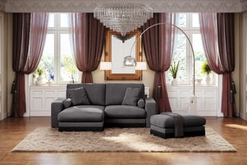 Adelsö by Gynning 3-sits Vändbar L-formad Djup Divansoffa i Sammet - Mörkgrå - Möbler - Soffa - Divansoffa & schäslongsoffa - 3 sits soffa med divan