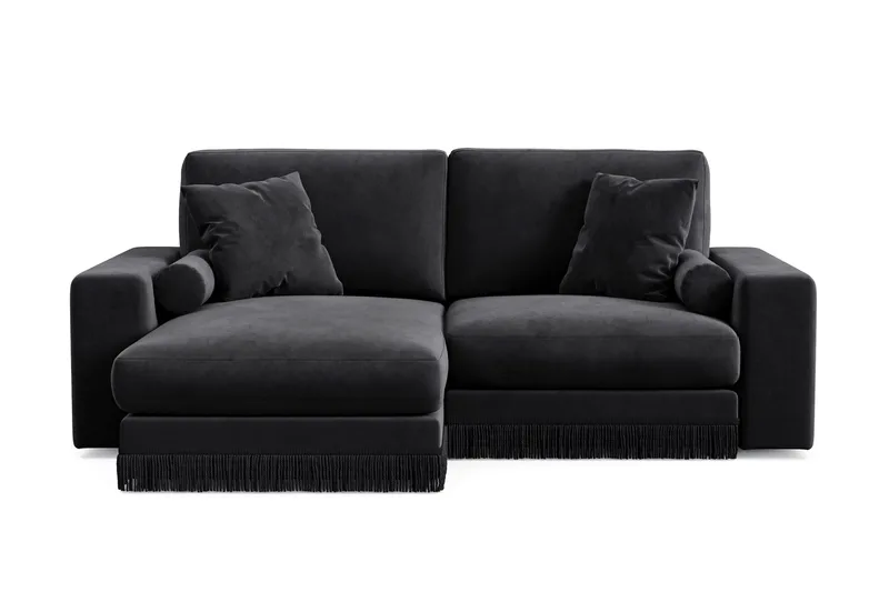Adelsö by Gynning 3-sits Vändbar L-formad Djup Divansoffa i Sammet, Svart