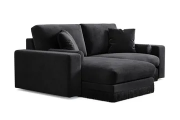 Adelsö by Gynning 3-sits Vändbar L-formad Djup Divansoffa i Sammet - Svart - Möbler - Soffa - Sammetssoffa