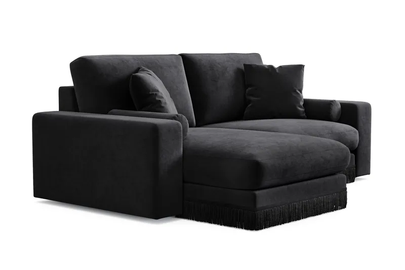 Adelsö by Gynning 3-sits Vändbar L-formad Djup Divansoffa i Sammet - Svart - Möbler - Soffa - Sammetssoffa