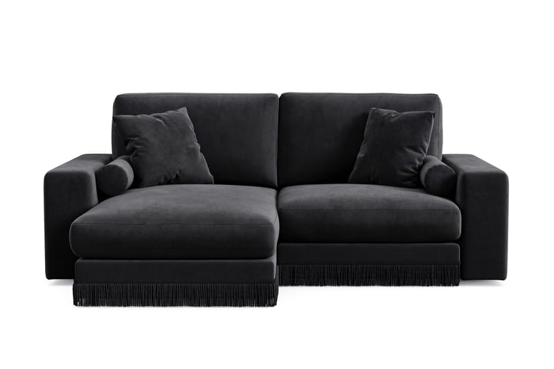 Adelsö by Gynning 3-sits Vändbar L-formad Djup Divansoffa i Sammet - Svart - Möbler - Soffa - Divansoffa & schäslongsoffa - 3 sits soffa med divan