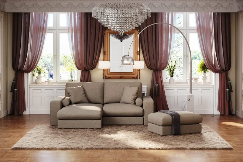 Adelsö by Gynning 3-sits Vändbar L-formad Djup Divansoffa i Tyg - Brun - Möbler - Soffa - Divansoffa & schäslongsoffa - 3 sits soffa med divan