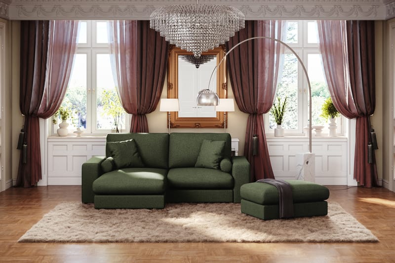 Adelsö by Gynning 3-sits Vändbar L-formad Djup Divansoffa i Tyg - Grön - Möbler - Soffa - Divansoffa & schäslongsoffa - 3 sits soffa med divan