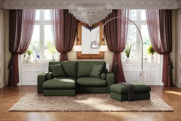 Adelsö by Gynning 3-sits Vändbar L-formad Djup Divansoffa i Tyg - Grön - Möbler - Soffa - Divansoffa & schäslongsoffa - 3 sits soffa med divan