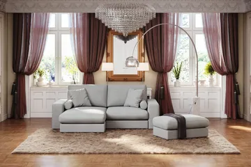 Adelsö by Gynning 3-sits Vändbar L-formad Djup Divansoffa i Tyg - Ljusgrå - Möbler - Soffa - Divansoffa & schäslongsoffa - 3 sits soffa med divan