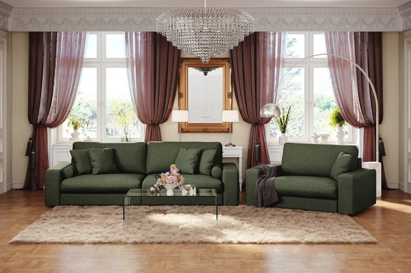 Adelsö by Gynning 4-sits Djup Soffa i Tyg - Grön - Möbler - Soffa - 4 sits soffa