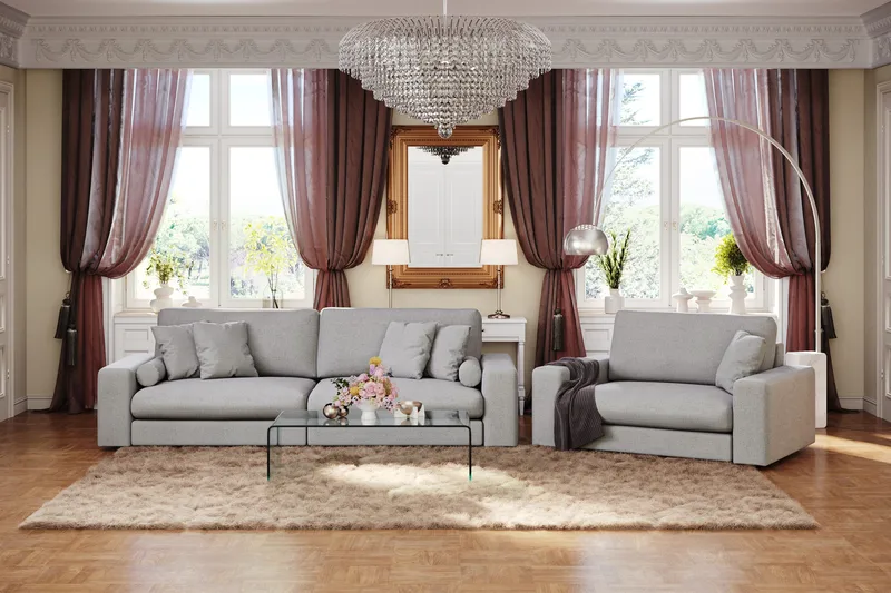 Adelsö by Gynning 4-sits Djup Soffa i Tyg - Ljusgrå - Möbler - Soffa - 4 sits soffa