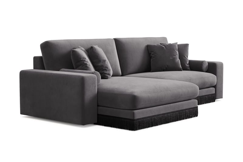 Adelsö by Gynning 4-sits Vändbar L-formad Djup Divansoffa i Sammet - Mörkgrå - Möbler - Soffa - Divansoffa & schäslongsoffa - 4 sits soffa med divan