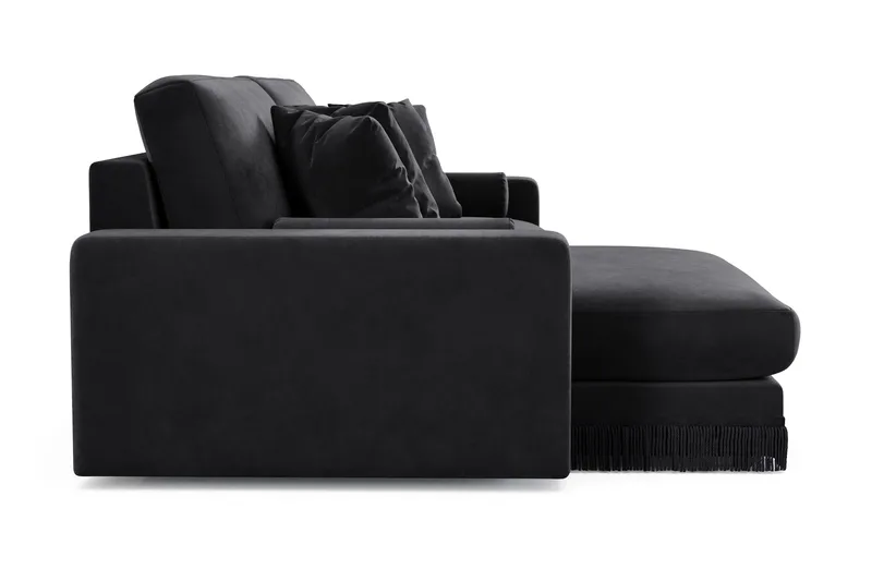 Adelsö by Gynning 4-sits Vändbar L-formad Djup Divansoffa i Sammet - Svart - Möbler - Soffa - Divansoffa & schäslongsoffa - 4 sits soffa med divan