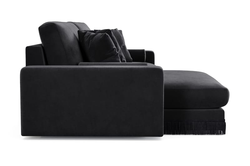 Adelsö by Gynning 4-sits Vändbar L-formad Djup Divansoffa i Sammet - Svart - Möbler - Soffa - Divansoffa & schäslongsoffa - 4 sits soffa med divan