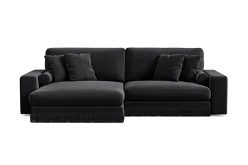 Adelsö by Gynning 4-sits Vändbar L-formad Djup Divansoffa i Sammet - Svart - Möbler - Soffa - Divansoffa & schäslongsoffa - 4 sits soffa med divan