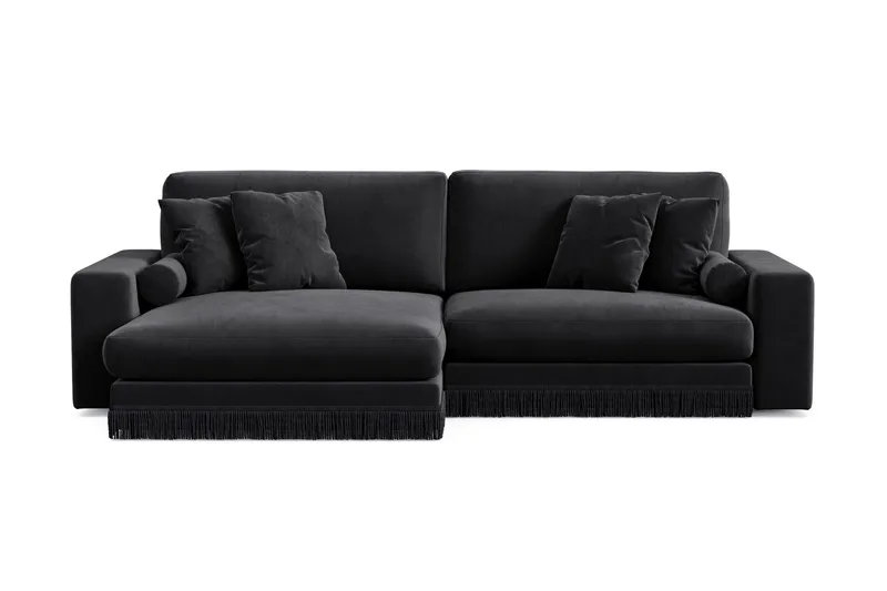 Adelsö by Gynning 4-sits Vändbar L-formad Djup Divansoffa i Sammet - Svart - Möbler - Soffa - Divansoffa & schäslongsoffa - 4 sits soffa med divan