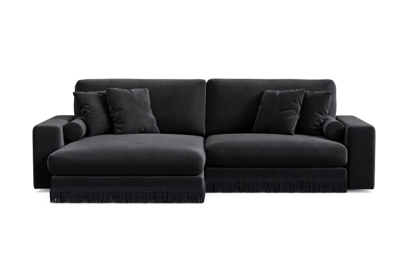 Adelsö by Gynning 4-sits Vändbar L-formad Djup Divansoffa i Sammet, Svart