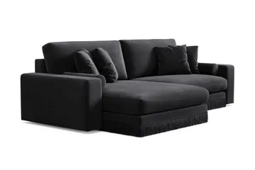 Adelsö by Gynning 4-sits Vändbar L-formad Djup Divansoffa i Sammet - Svart - Möbler - Soffa - Divansoffa & schäslongsoffa - 4 sits soffa med divan