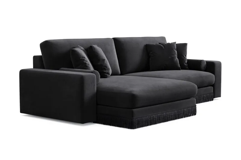 Adelsö by Gynning 4-sits Vändbar L-formad Djup Divansoffa i Sammet - Svart - Möbler - Soffa - Divansoffa & schäslongsoffa - 4 sits soffa med divan