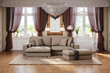 Adelsö by Gynning 4-sits Vändbar L-formad Djup Divansoffa i Tyg - Brun - Möbler - Soffa - Divansoffa & schäslongsoffa - 4 sits soffa med divan