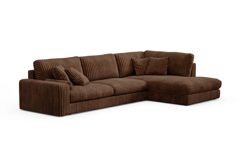 Adelsö by Gynning 5-sits Högervänd Djup Soffa med Divan i Manchester - Mörkbrun - Möbler - Soffa - Divansoffa & schäslongsoffa