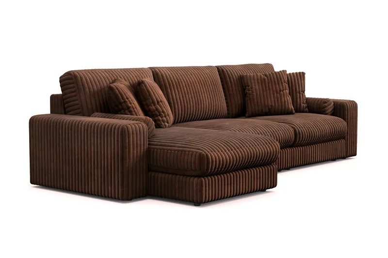 Adelsö by Gynning 5-sits Vändbar L-formad Djup Divansoffa i bred Manchester - Mörkbrun - Möbler - Soffa - Divansoffa & schäslongsoffa