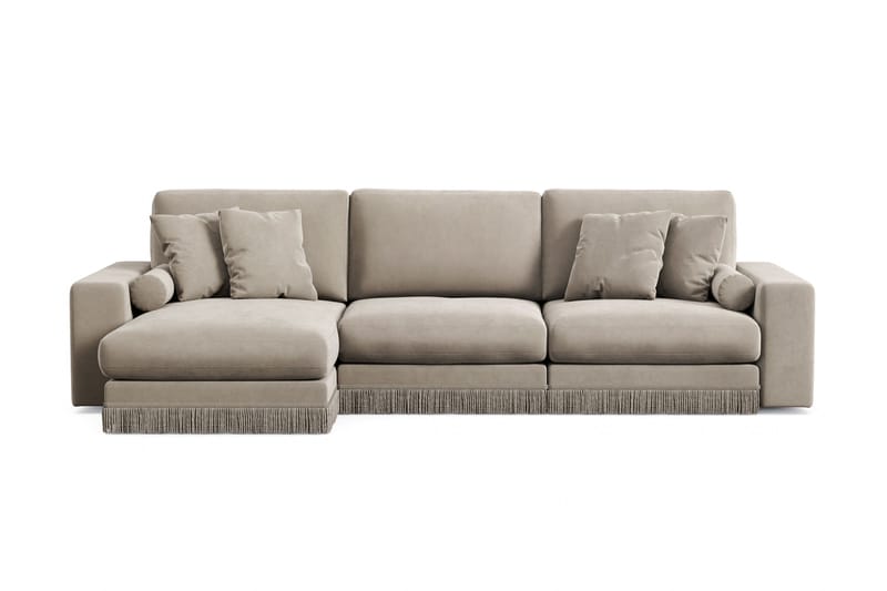 Adelsö by Gynning 5-sits Vändbar L-formad Djup Divansoffa i Sammet - Beige - Möbler - Soffa - Divansoffa & schäslongsoffa