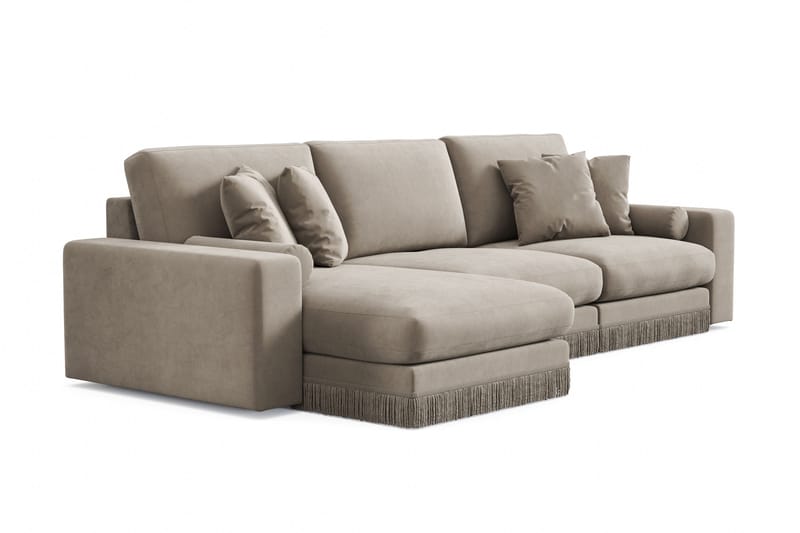 Adelsö by Gynning 5-sits Vändbar L-formad Djup Divansoffa i Sammet - Beige - Möbler - Soffa - Divansoffa & schäslongsoffa