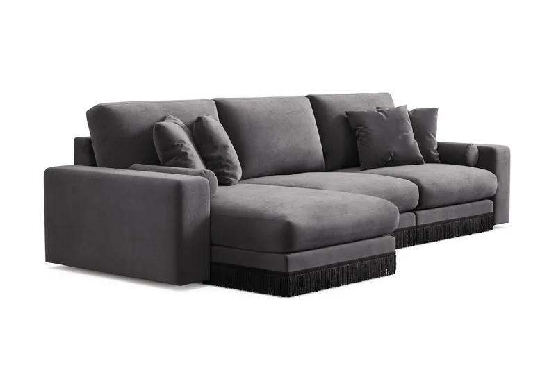 Adelsö by Gynning 5-sits Vändbar L-formad Djup Divansoffa i Sammet - Mörkgrå - Möbler - Soffa - Sammetssoffa