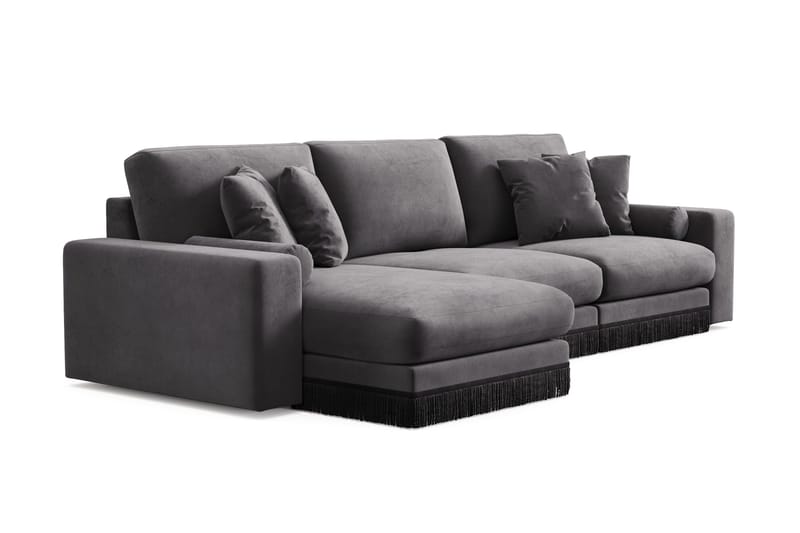 Adelsö by Gynning 5-sits Vändbar L-formad Djup Divansoffa i Sammet - Mörkgrå - Möbler - Soffa - Sammetssoffa