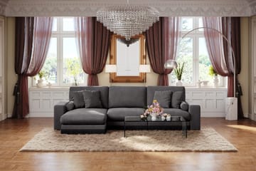 Adelsö by Gynning 5-sits Vändbar L-formad Djup Divansoffa i Sammet - Mörkgrå - Möbler - Soffa - Sammetssoffa