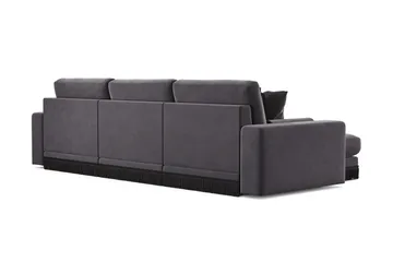 Adelsö by Gynning 5-sits Vändbar L-formad Djup Divansoffa i Sammet - Mörkgrå - Möbler - Soffa - Sammetssoffa