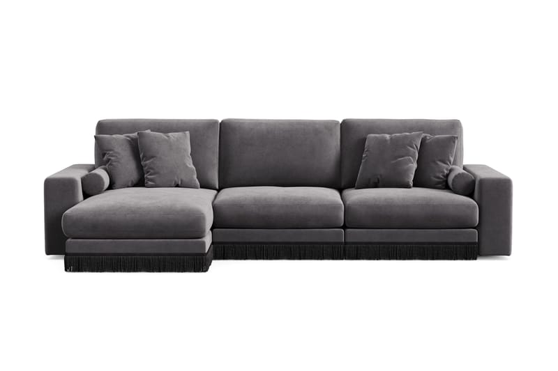 Adelsö by Gynning 5-sits Vändbar L-formad Djup Divansoffa i Sammet - Mörkgrå - Möbler - Soffa - Divansoffa & schäslongsoffa