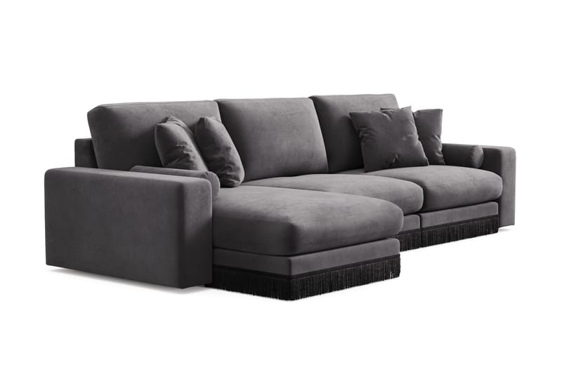 Adelsö by Gynning 5-sits Vändbar L-formad Djup Divansoffa i Sammet - Mörkgrå - Möbler - Soffa - Divansoffa & schäslongsoffa