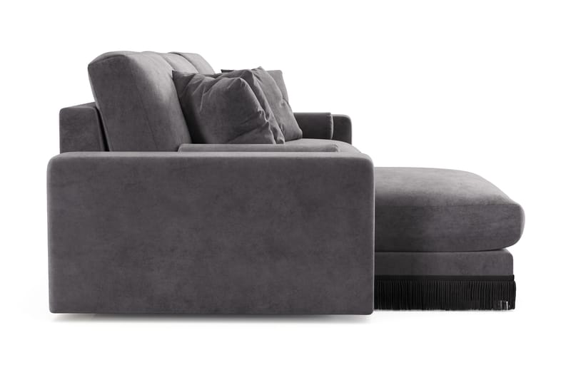 Adelsö by Gynning 5-sits Vändbar L-formad Djup Divansoffa i Sammet - Mörkgrå - Möbler - Soffa - Divansoffa & schäslongsoffa