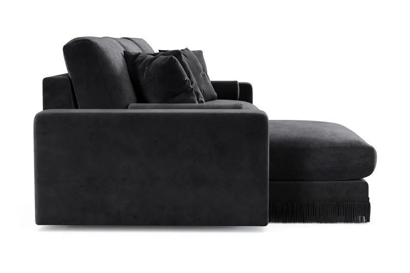 Adelsö by Gynning 5-sits Vändbar L-formad Djup Divansoffa i Sammet - Svart - Möbler - Soffa - Sammetssoffa