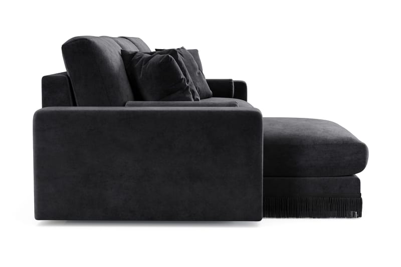 Adelsö by Gynning 5-sits Vändbar L-formad Djup Divansoffa i Sammet - Svart - Möbler - Soffa - Sammetssoffa